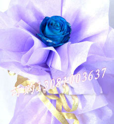 商品详细;1支蓝色玫瑰-棉纱纸圆形精致包装