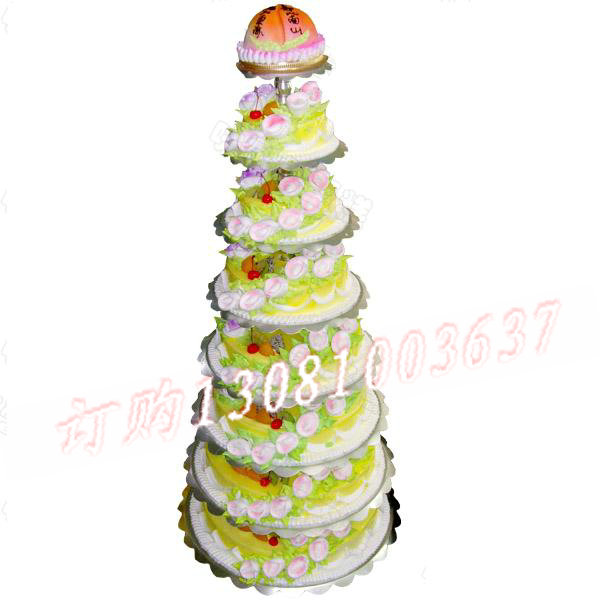 商品详细;8层祝寿蛋糕（分别顶层寿桃+8+10+12+14+16+18+20英寸）-.