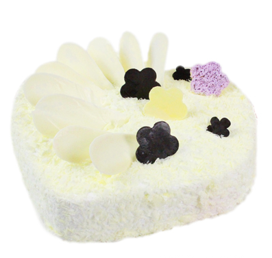 鲜花店_商品详细-心形鲜奶蛋糕，巧克力片艺术装饰。